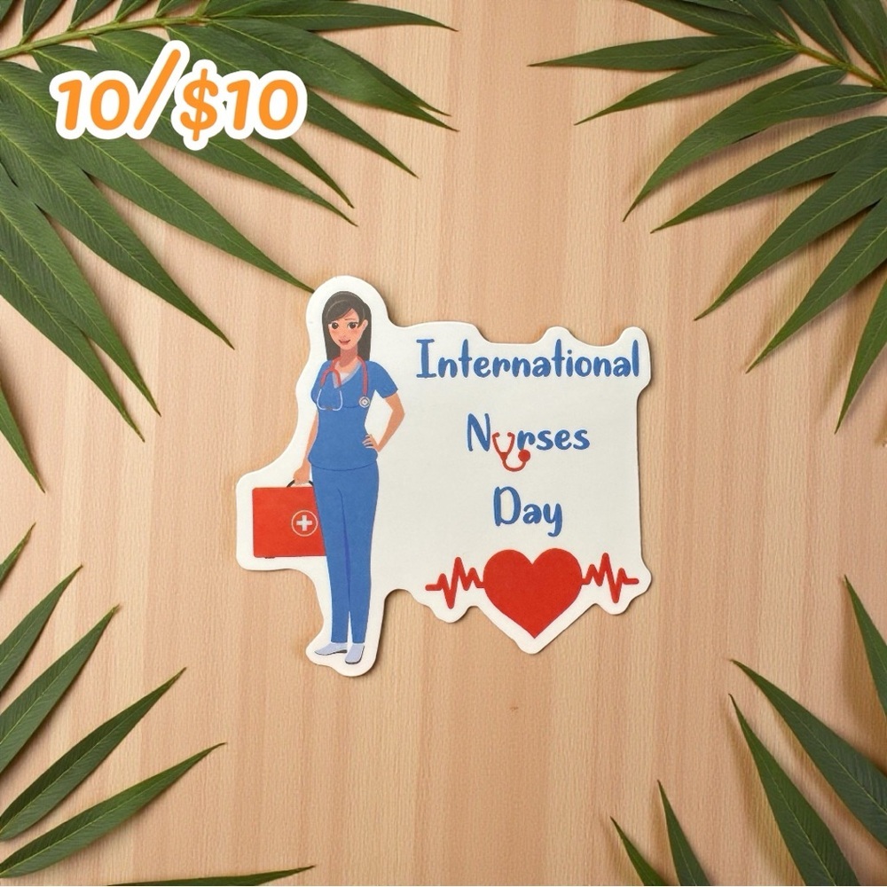 International Nurses Day Nurse & Heart Sticker – Approx. 2¼” – Matte